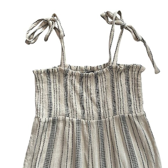 Hatch Maternity Stripe Smocked Jumpsuit Cream Size 1 Small Coastal Beachy Scandi - Picture 3 of 10